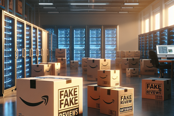 Cómo Funcionan las Reseñas Falsas Fuera de Amazon y Su Impacto - Marketplace Insights - Imagen generada por IA