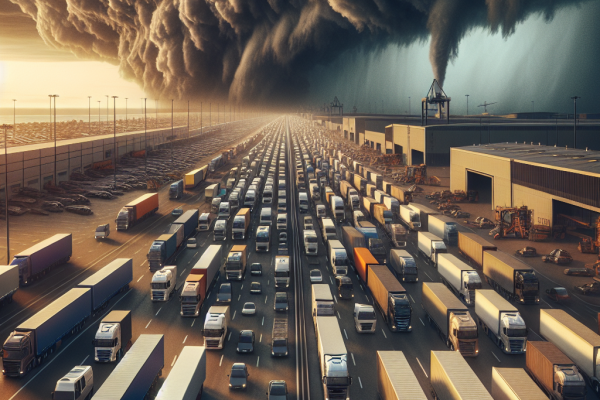 Indignación por la Paralización del Tráfico de Camiones ante 'Ingrid' - Marketplace Insights - Imagen generada por IA