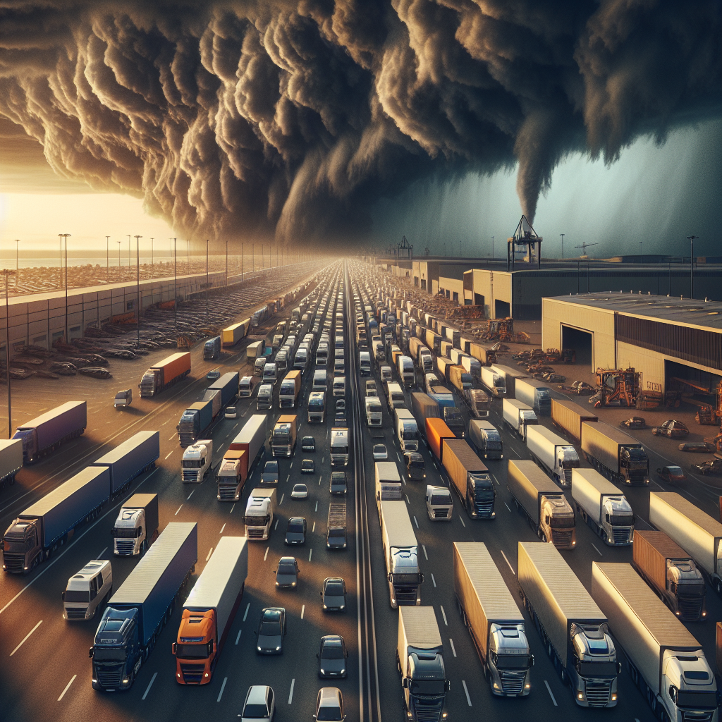 Indignación por la Paralización del Tráfico de Camiones ante 'Ingrid' - Marketplace Insights - Imagen generada por IA